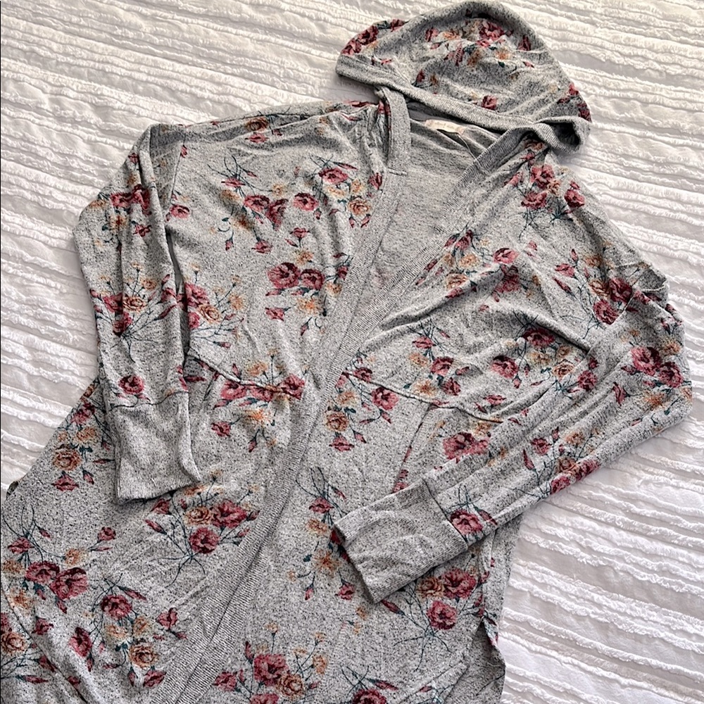 Altar’d State rose patterned hooded cardigan